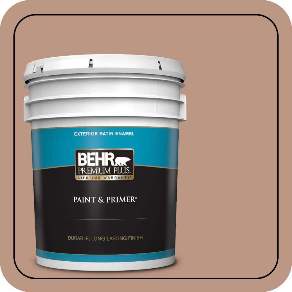 BEHR PREMIUM PLUS 5 gal. #S190-4 Spiced Brandy Satin Enamel Exterior Paint & Primer