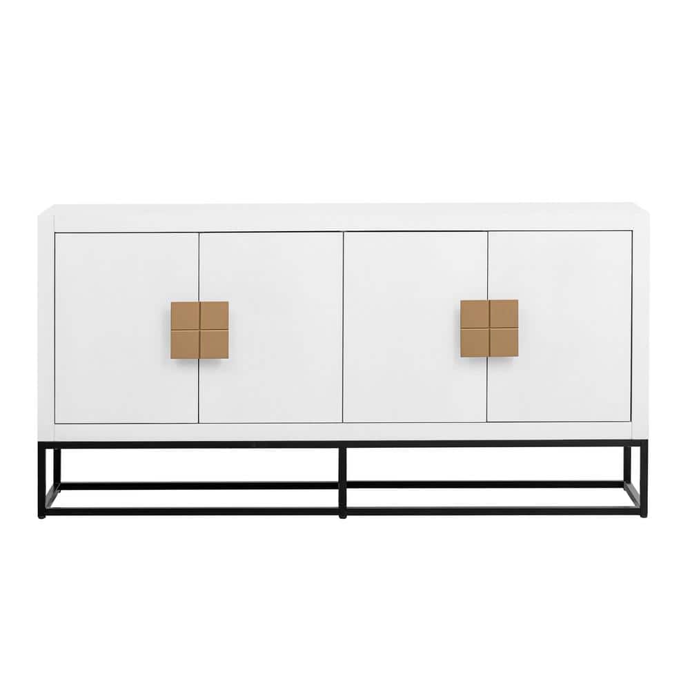 Unbranded 63 in. W x 15.7 in. D x 31.8 in. H White Linen Cabinet with Unique Support Legs and Adjustable Shelves (1)
