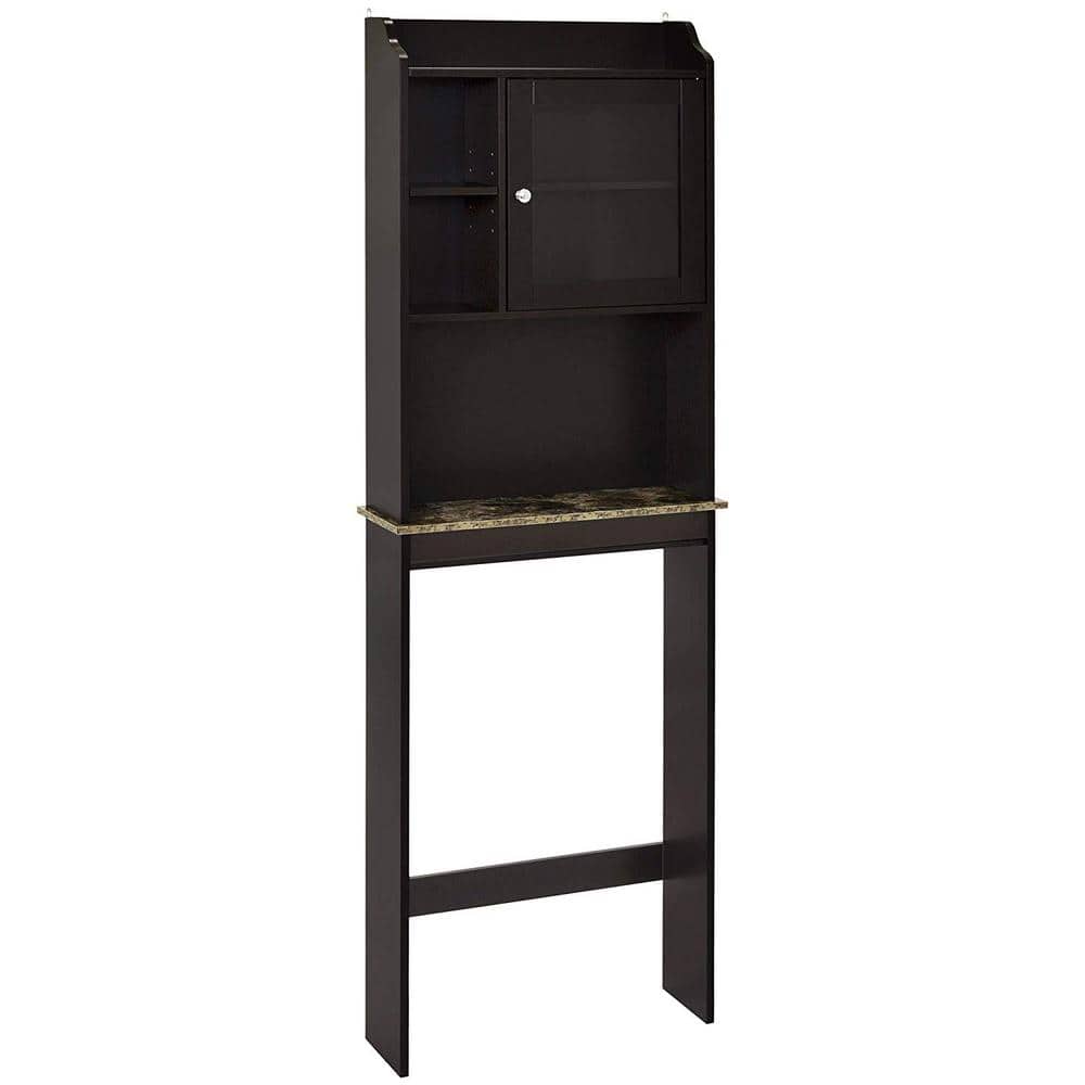 Adrinfly 23.22 in. W x 68.10 in. H x 7.50 in. D Espresso Finish Over The Toilet Storage with Doors and 3 Shelves Bathroom Etagere