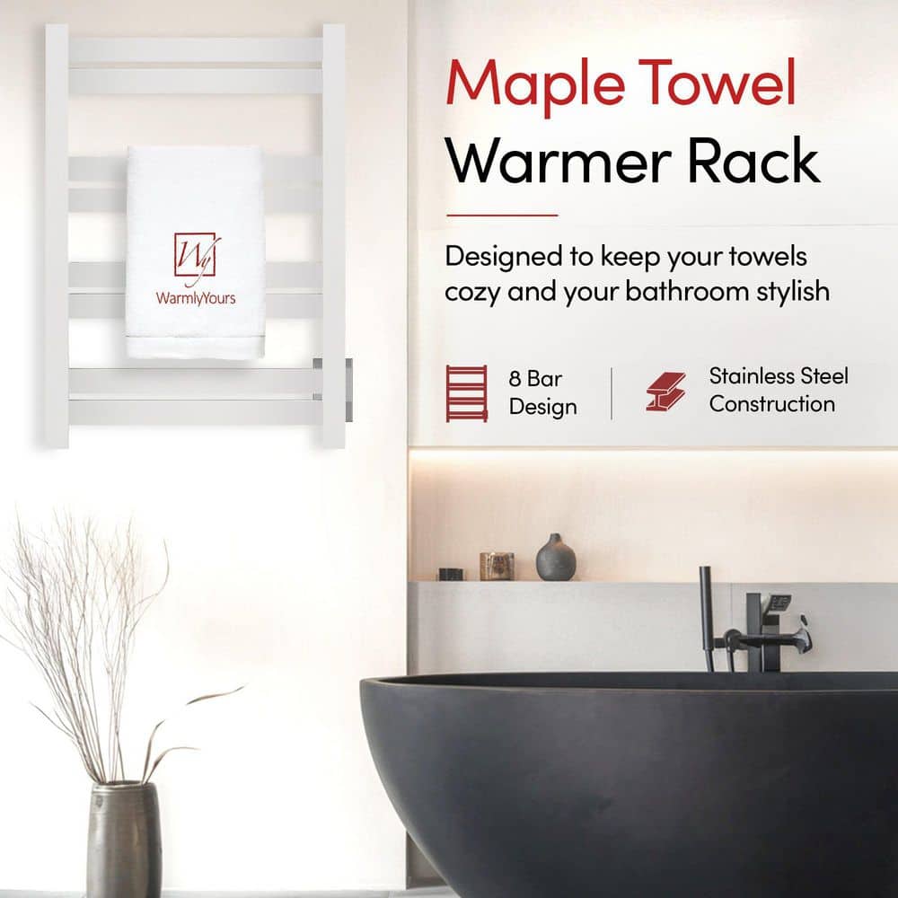 WarmlyYours Classic Maple 8-Bar Electric Towel Warmer in Polished Stainless Steel (2)