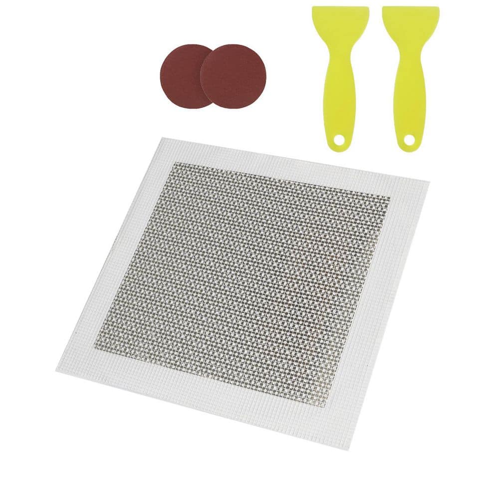SKYSHALO 16-Piece Drywall Repair Kit, 4/6/8 in. Aluminum Dry Wall Repair Patch Kit w/ 2-Scrapers & 2-Sandpapers, Drywall Patches