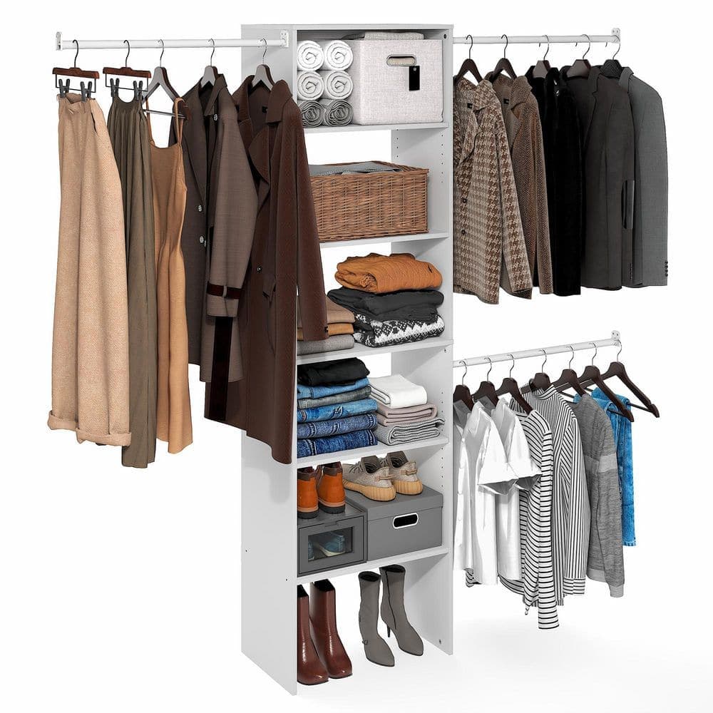 Furinno Fano 23.6 in. W x 82.1 in. H x 14.8 in. D Wood Rectangular Shelf in White