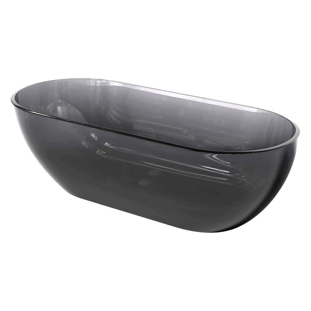 FORCLOVER 30 in. Solid Surface Soaking Bathtub with Center Drain (4)