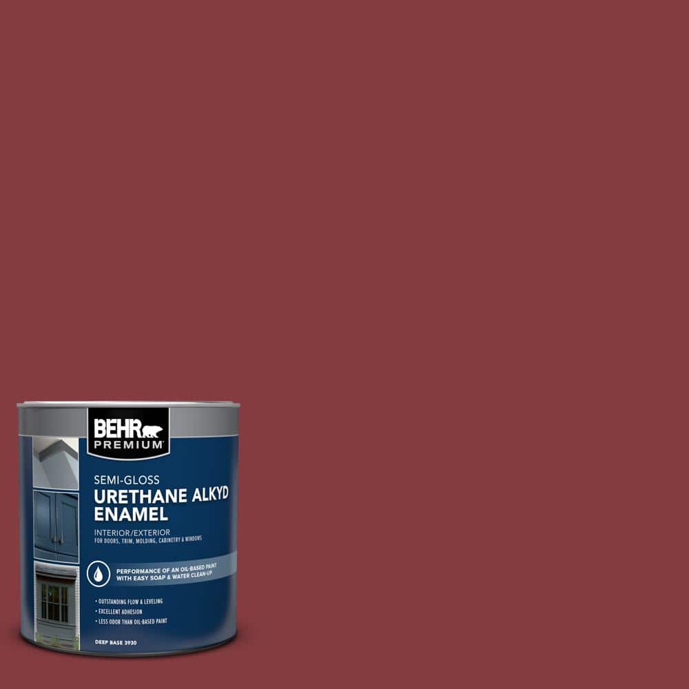 BEHR PREMIUM 1 qt. #M140-7 Dark Crimson Semi-Gloss Enamel Urethane Alkyd Interior/Exterior Paint (1)