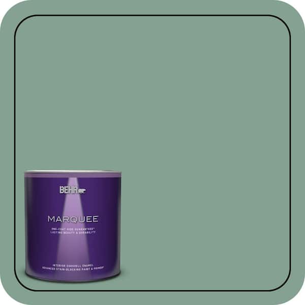 BEHR MARQUEE 1 qt. #MQ6-11 Mossy Bench One-Coat Hide Eggshell Enamel Interior Paint & Primer (2)