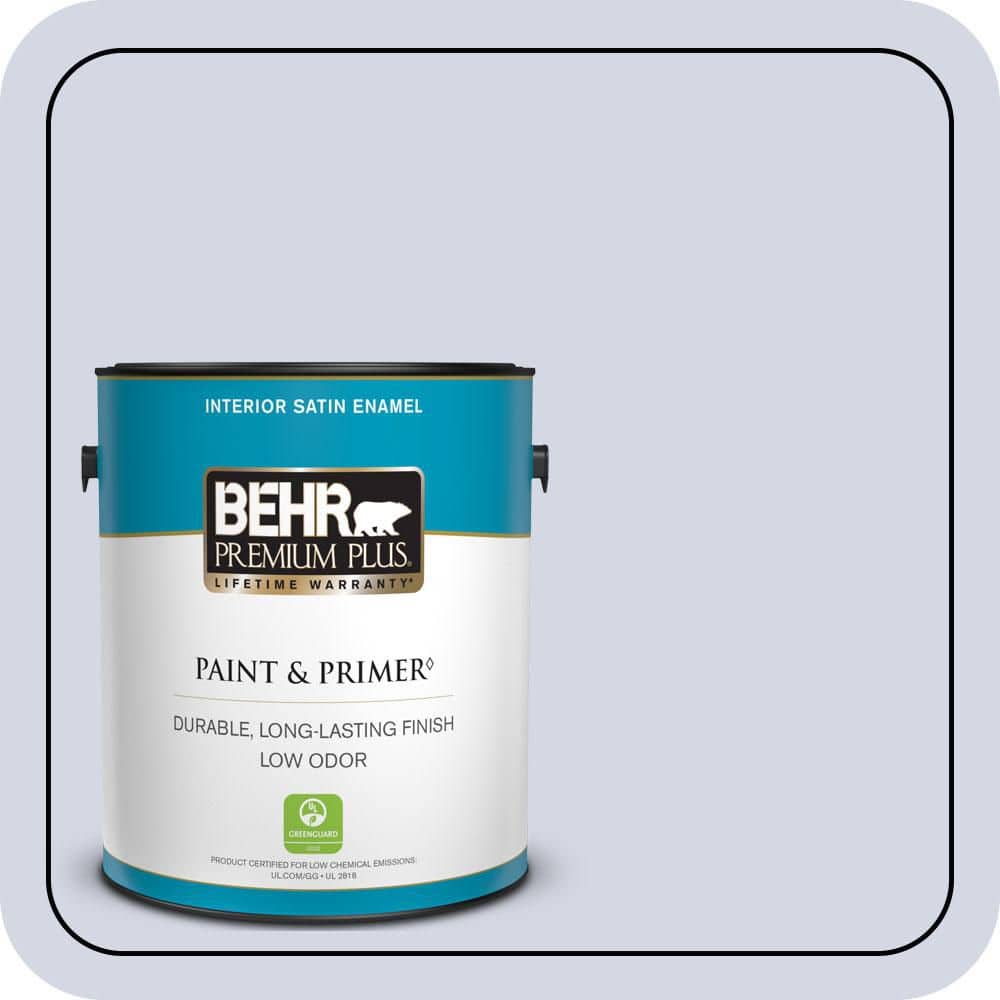 BEHR PREMIUM PLUS 1 gal. #S540-1 So Blue-Berry Satin Enamel Low Odor Interior Paint & Primer