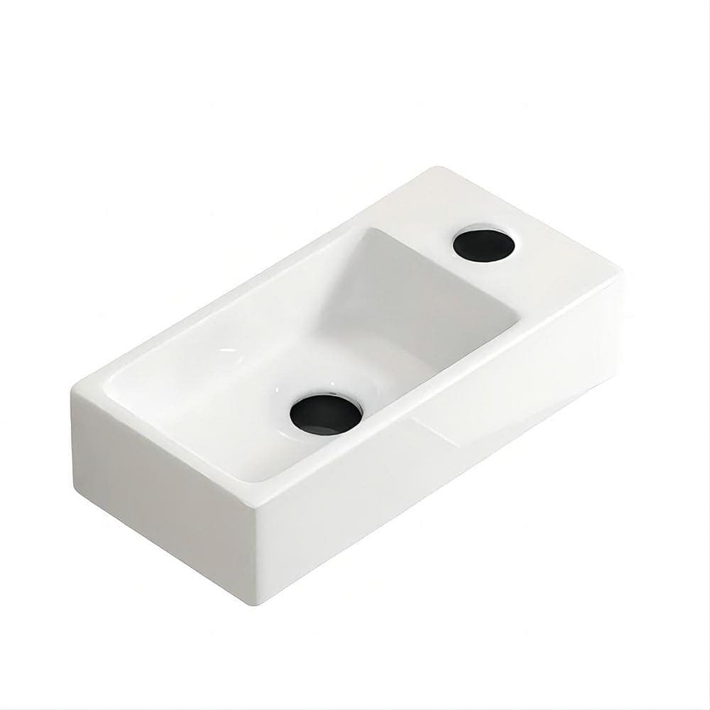 Satico 14.17 in. Wall-Mounted Small Rectangular Ceramic Bathroom Sink in Milk White (1)