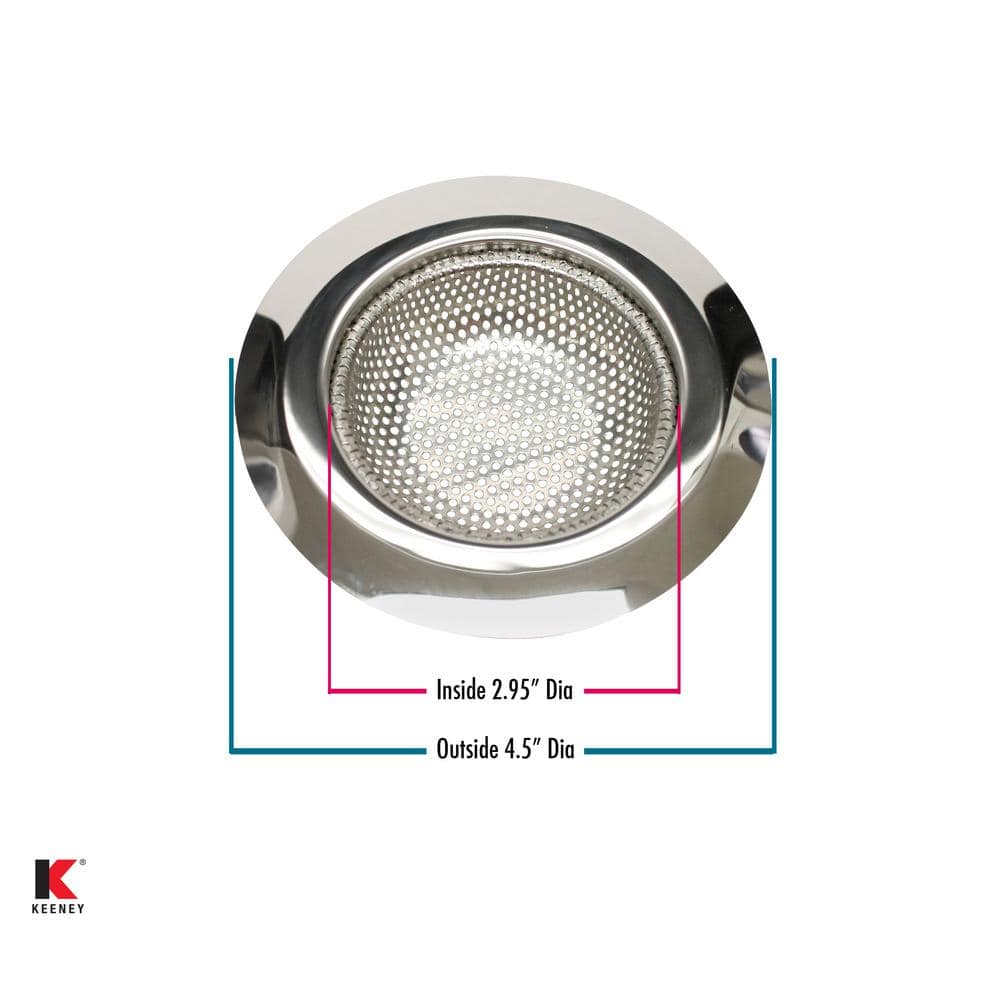 KEENEY Anti-Clogging Kitchen Mesh Sink Strainer in Stainless Steel (2-Pack) (3)