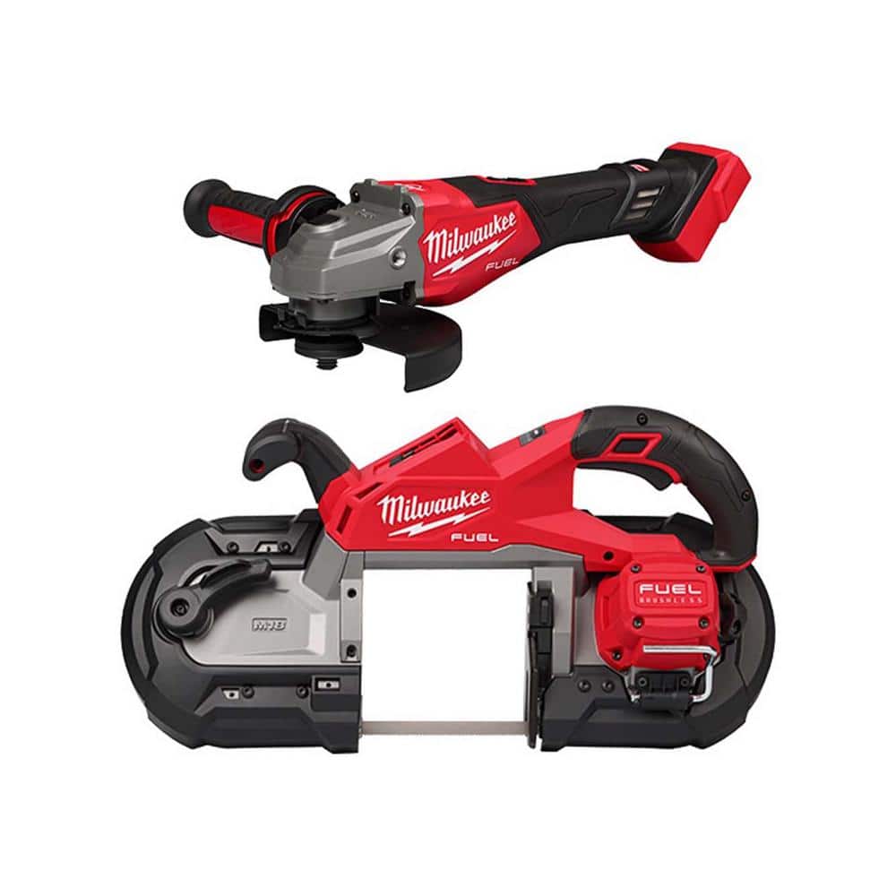 Milwaukee M18 FUEL 18V Lithium-Ion Brushless Cordless 4-1/2 in./6 in. Braking Grinder w/ Slide Switch & Bandsaw (1)