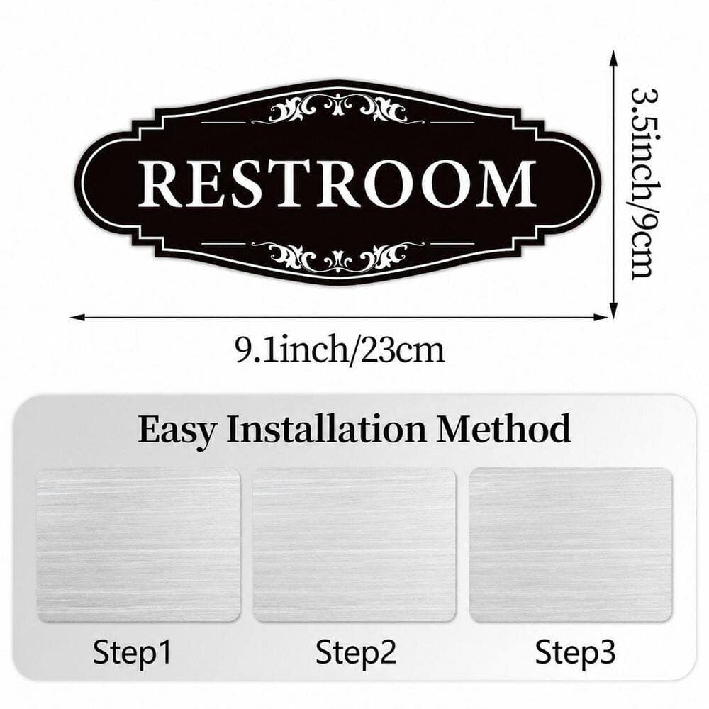 LAIFUCAM Self-Adhesive Matte Black Vinyl Restroom Sign Sticker Waterproof Unisex Bathroom Door Decor for Home Office Shop (3)