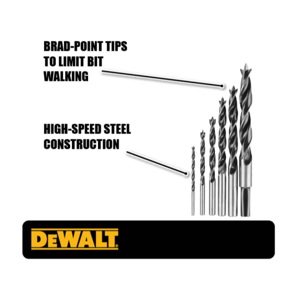 DEWALT High Speed Steel Brad-Point Drill Bit Set (6-Piece) (2)