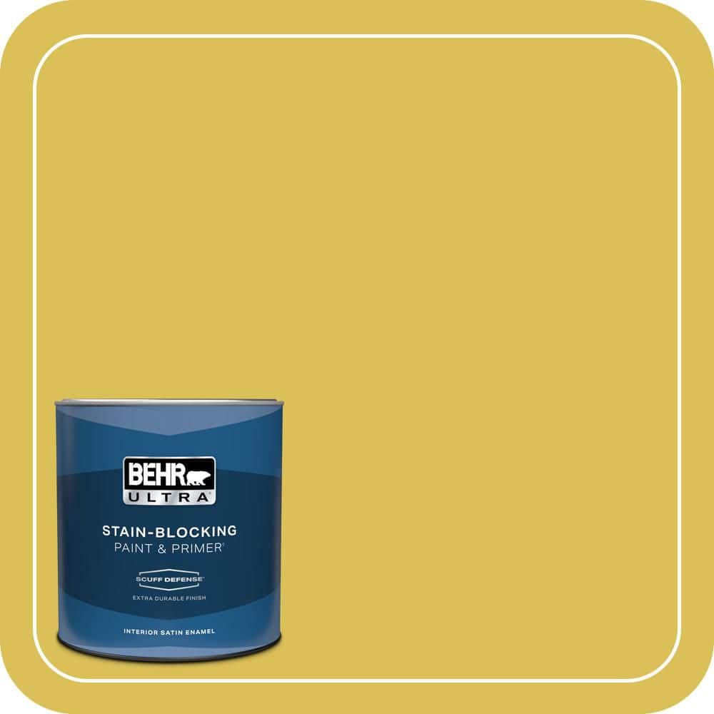 BEHR ULTRA 1 qt. #P320-6A Flustered Mustard Extra Durable Satin Enamel Interior Paint & Primer