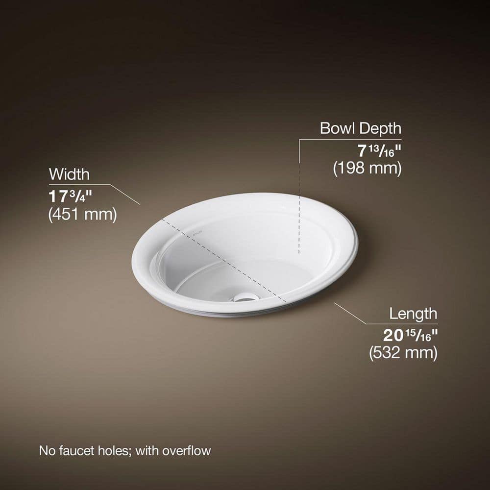 KOHLER Artifacts 21 in. x 20.94 in. Drop-In Bathroom Sink in White Vitreous China (3)