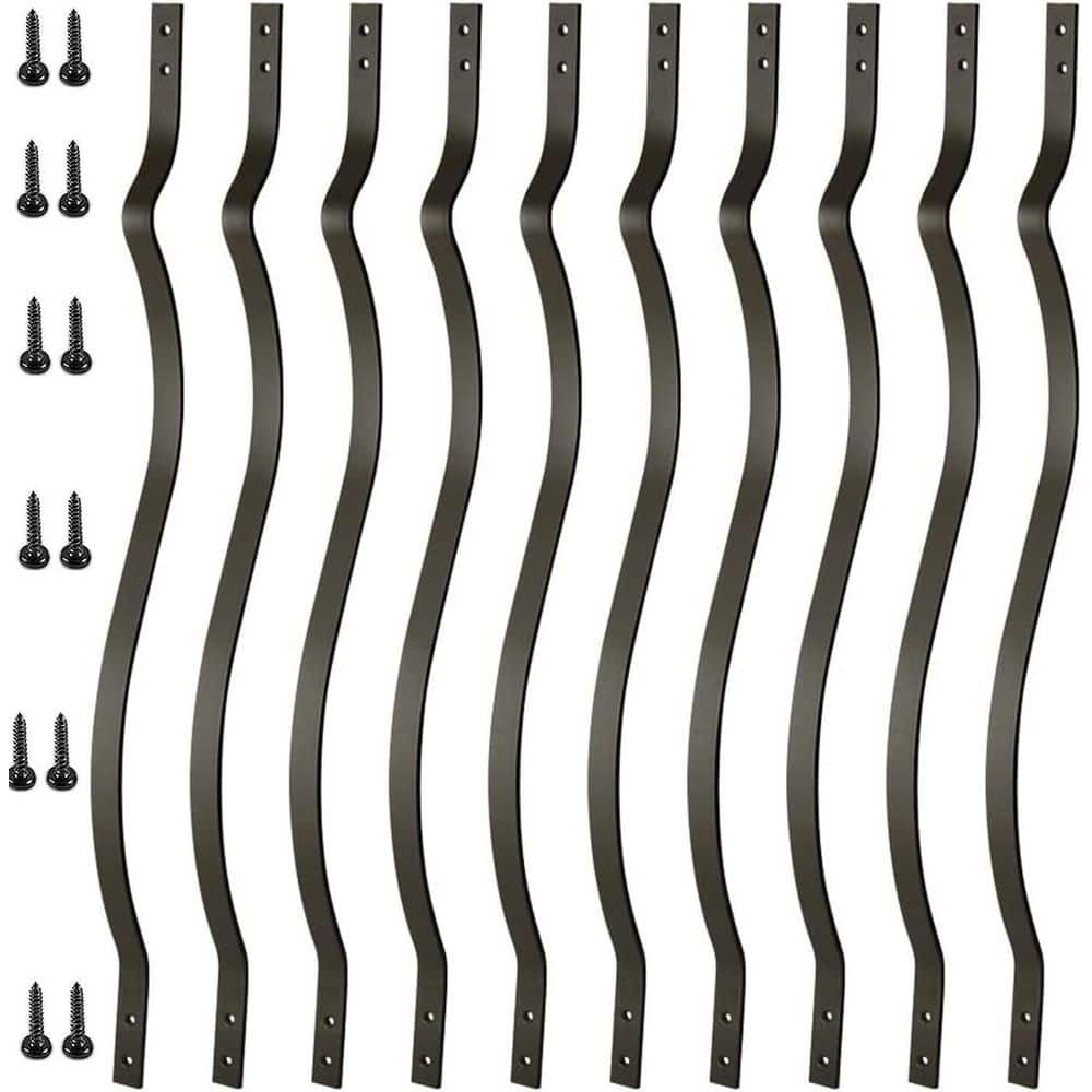 Afoxsos 0.11 in. H x 32.25 in. W Black Iron Stair Railing Kit Heavy Duty Deck Balusters with Screws 51 Pack for Outdoor Aluminum (1)