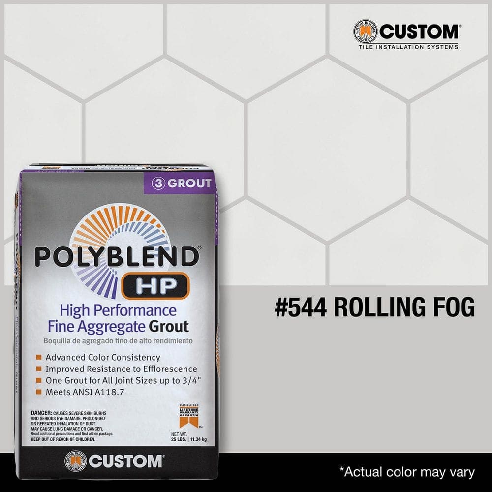 Custom Building Products Polyblend HP #544 Rolling Fog 25lb High Performance Fine Aggregate Grout (3)
