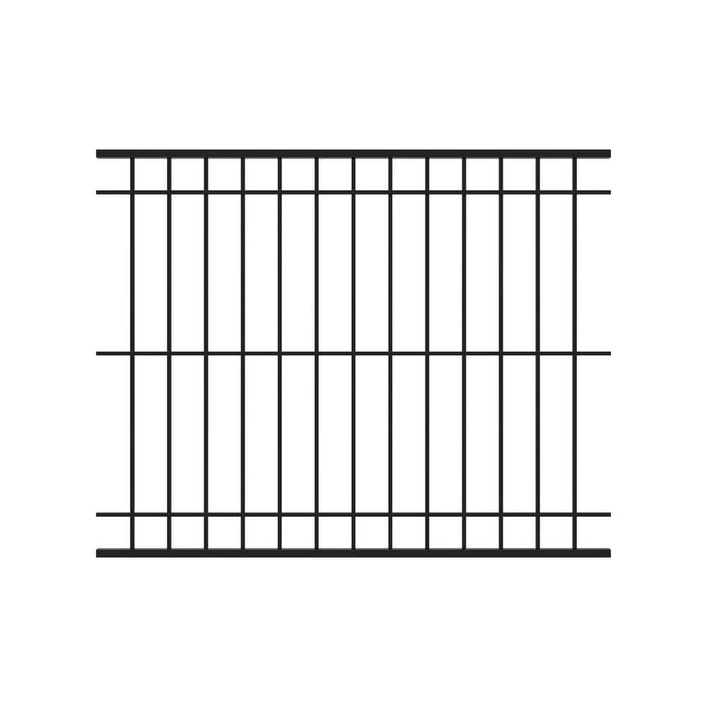 FORTRESS Estate 6.25-ft H x 94-in W Gloss Black Steel Fence Panel (1)