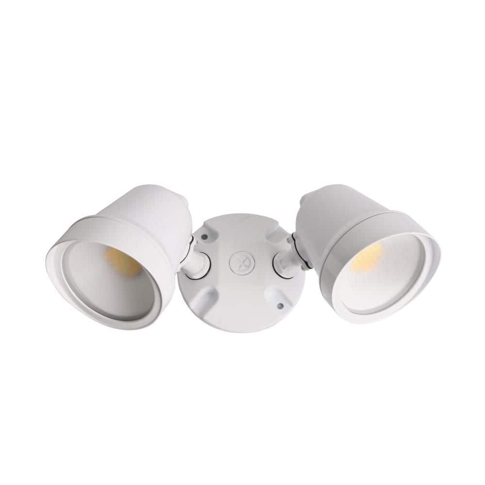 Commercial Electric 1400 x 2 Lumen White Metal Hardwired LED Outdoor Spotlight with Dimmable 5CCT Integrated Bulb 1-Pack (3)