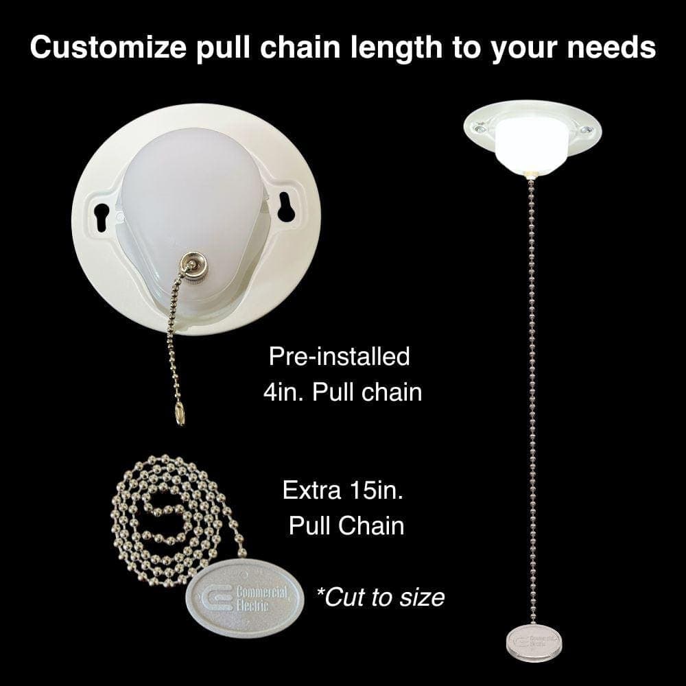 Commercial Electric 5 in. Closet Light with Pull Chain Utility Light Lampholder LED Flush Mount 650 Lumens 7W Bright White 4000K (4)