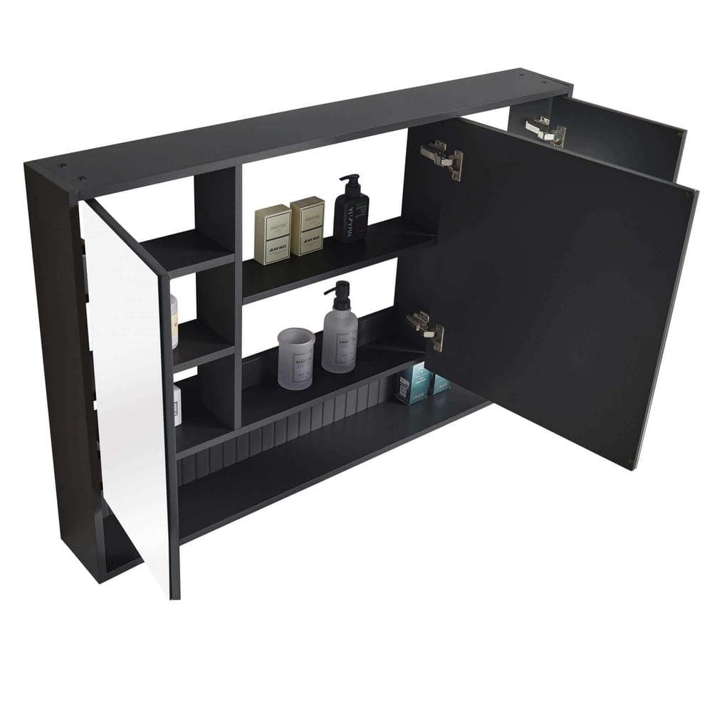 FINE FIXTURES Venezian 45.5 in. W 29.5 in. H Small Wooden Surface Mount Medicine Cabinet with Mirror (4)