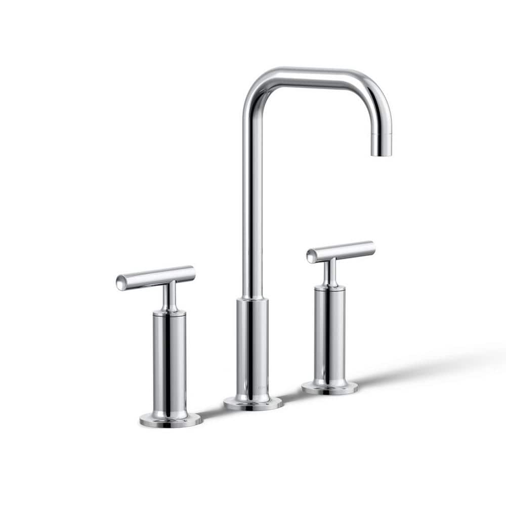 KOHLER Purist 8 in. Widespread 2-Handle Mid-Arc Bathroom Faucet in Polished Chrome with High Gooseneck Spout (1)