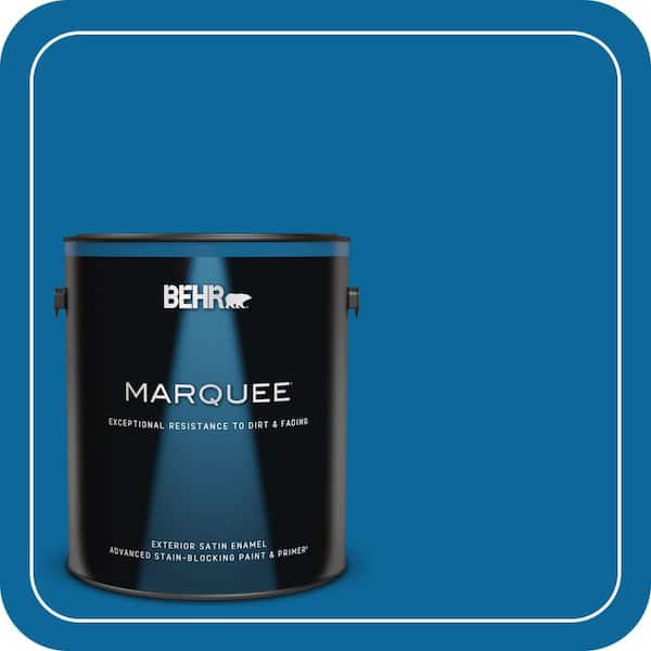 BEHR MARQUEE 1 gal. #MQ4-58 Mondrian Blue Satin Enamel Exterior Paint & Primer (2)