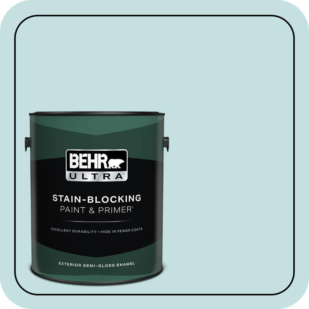 BEHR ULTRA 1 gal. #T17-04 Peek a Blue Semi-Gloss Enamel Exterior Paint & Primer