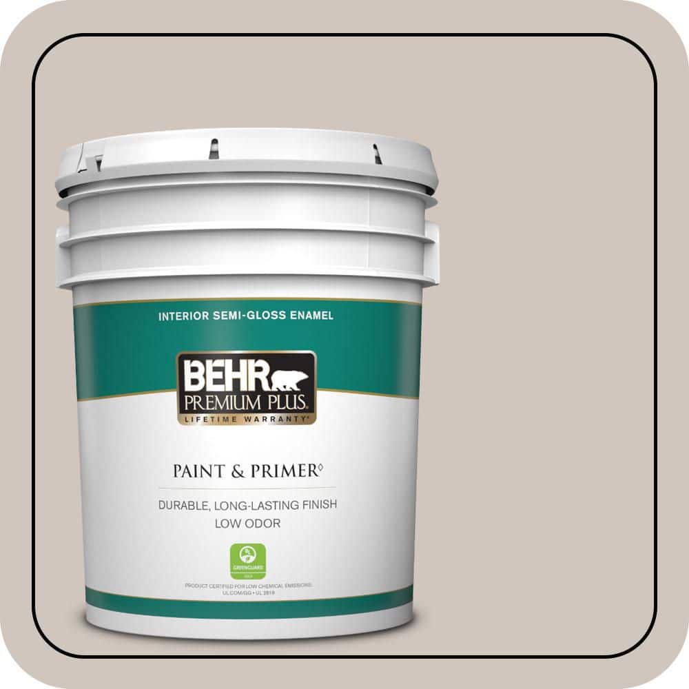 BEHR PREMIUM PLUS 5 gal. #PWN-71 Smoked Umber Semi-Gloss Enamel Low Odor Interior Paint & Primer