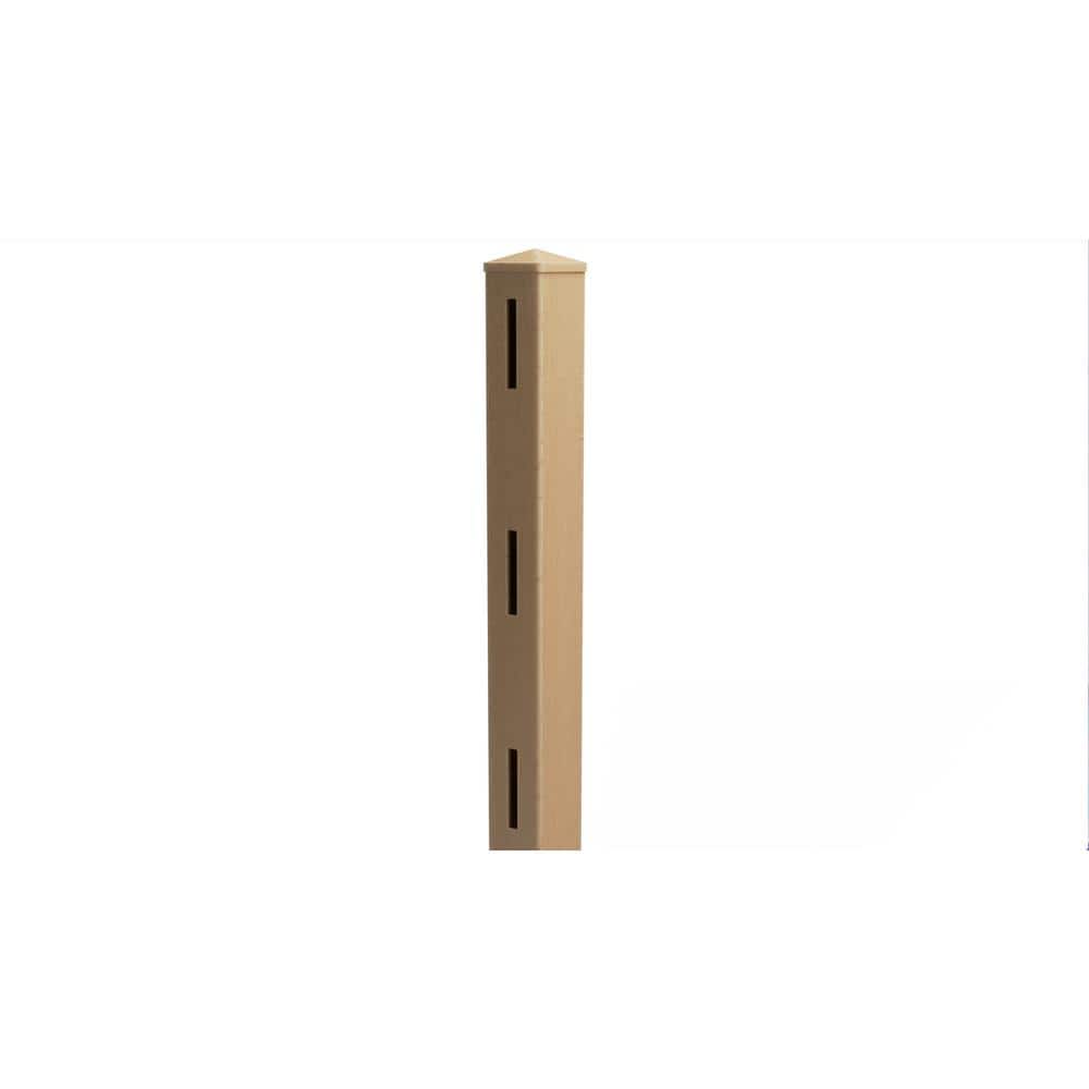 Natures Composites Composite 3-Rail Start/End Post with Post Cap for Traditional Ranch Rail System (5 in. x 5 in. x 64 in. L) Timber Brown (2)