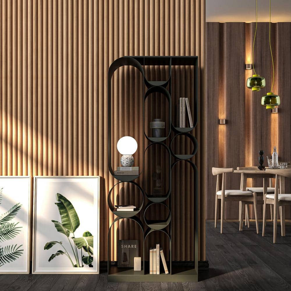 Ejoy 94.5 in. x 6 in x 0.8 in. 5 Grid Semi Circle Wood Wall Siding Board (Set of 3-Piece) (2)