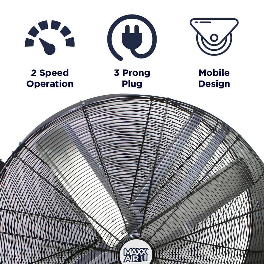 Maxx Air Pro Flex Series 48 In. 2-Speed Portable Industrial-Grade Ultra Durable, Dent-Resistant Belt Drive Drum Fan in Black (3)