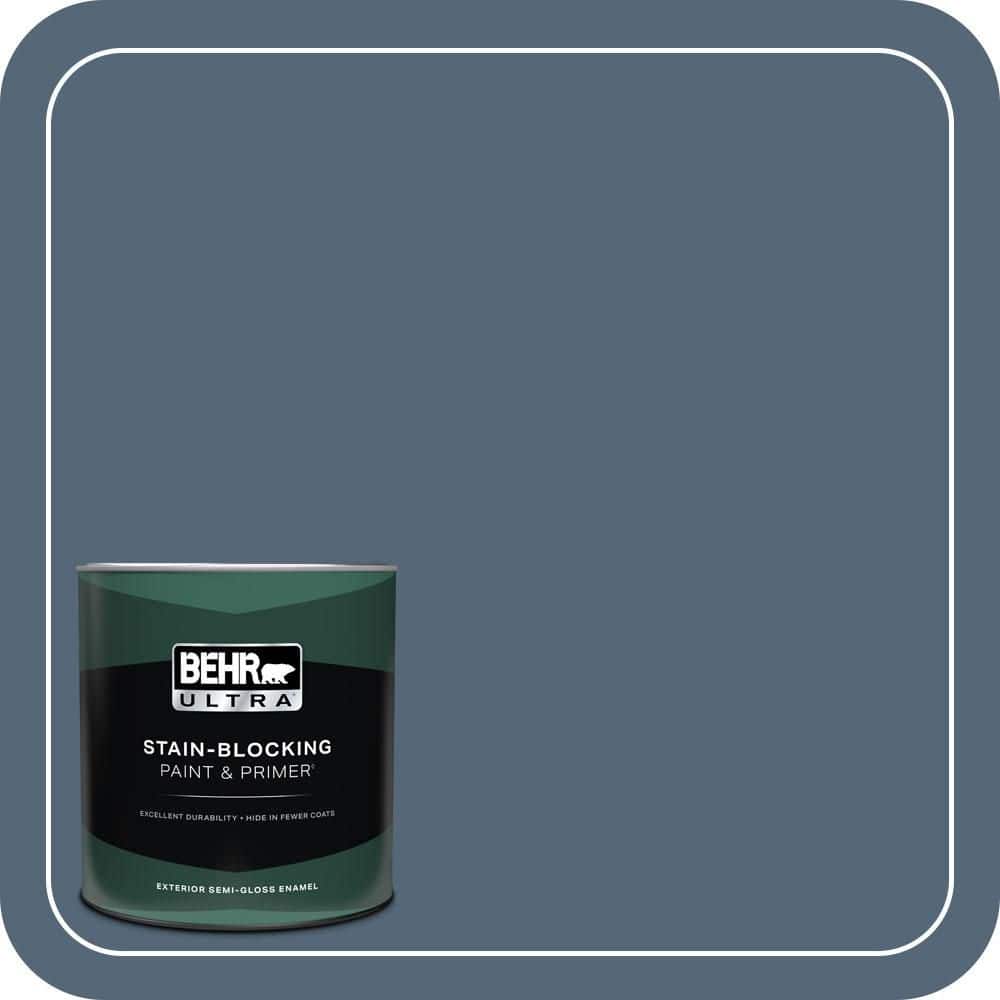 BEHR ULTRA 1 qt. #S510-6 Durango Blue Semi-Gloss Enamel Exterior Paint & Primer