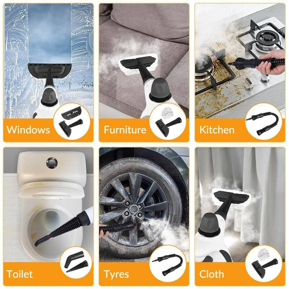 Wudkey 13-Piece Bathroom Accessory Set in White, Handheld Pressurized Steam Cleaner for Home Use (2)
