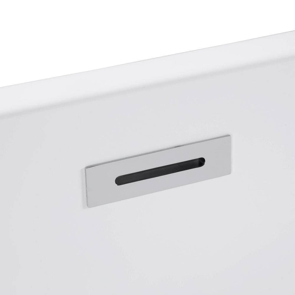 LIVACA 59 in. x 30 in. Flat Bottom Acrylic Freestanding Soaking Bathtub with Center Drain in Glossy White (3)