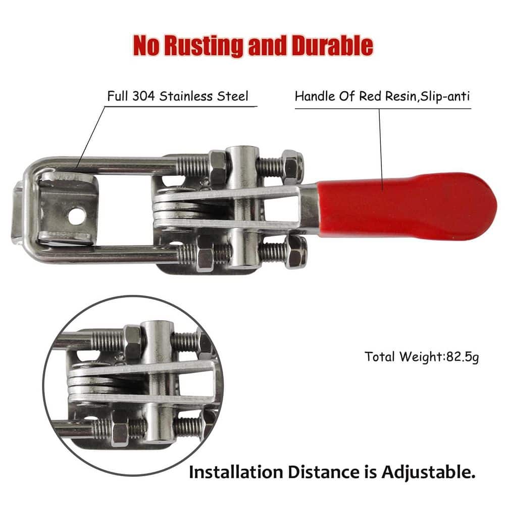 LAIFUCAM 304 Stainless Steel Adjustable Quick Release Spring Toggle Latch Door Catch Heavy Duty Magnetic 2-Pack (3)