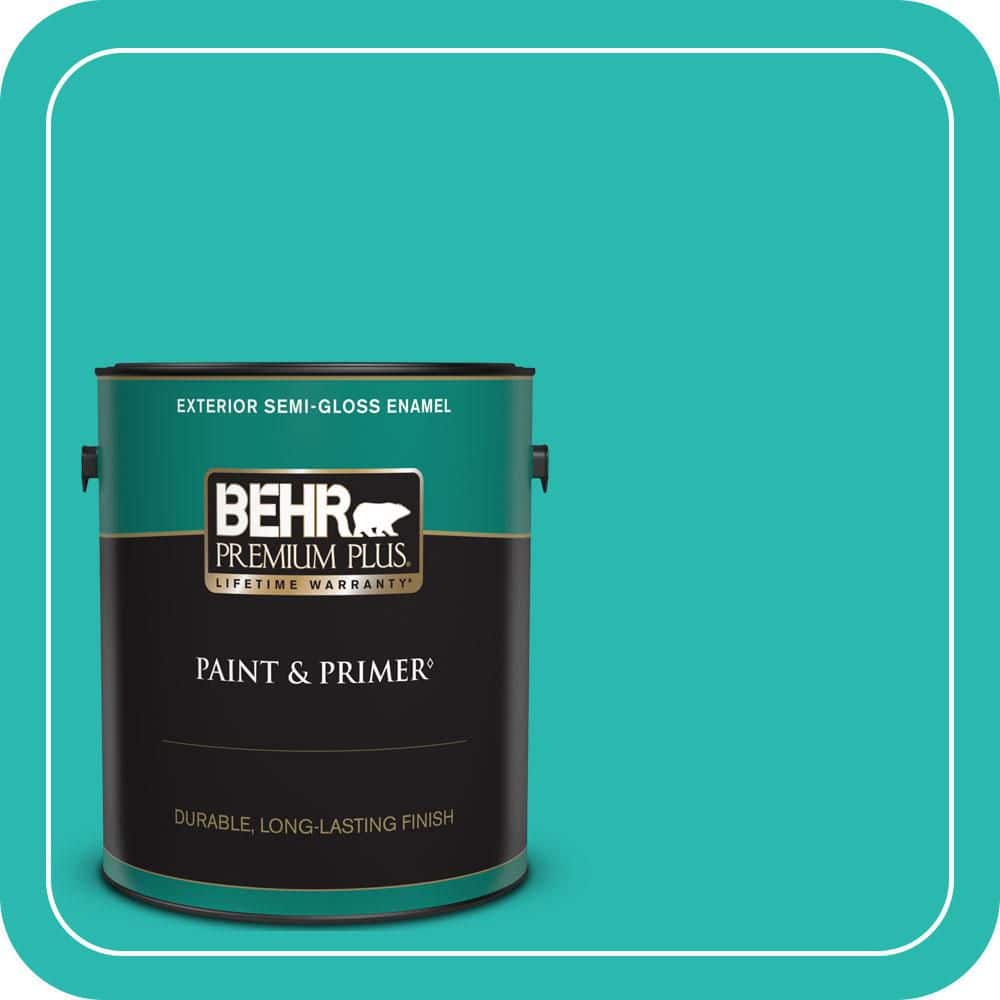 BEHR PREMIUM PLUS 1 gal. #P450-5 Island Aqua Semi-Gloss Enamel Exterior Paint & Primer