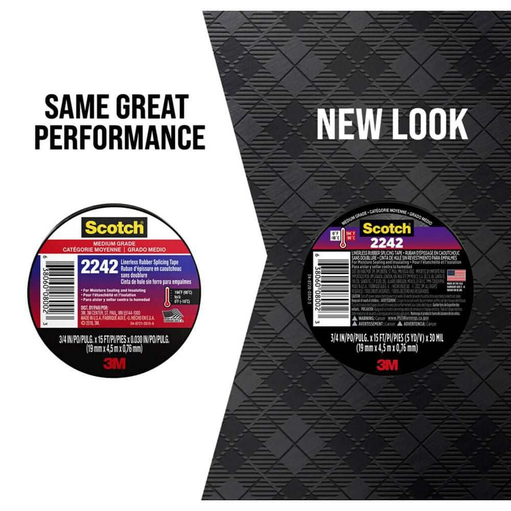 Scotch 3/4 in. x 15 ft. x 0.0300 in. 2242 Electrical Splicing Tape, Black (2)