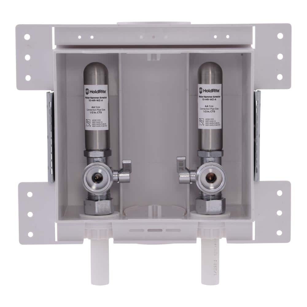 HOLDRITE 1/2 in. PEX x 3/4 in. Male Hose Thread Fire-Rated Washing Machine Outlet Box with Water Hammer Arrestors (2)