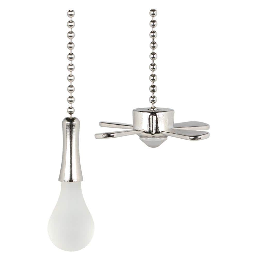 Commercial Electric 12 in. Brushed Nickel Light Bulb and Fan Pull Chain Set (2)