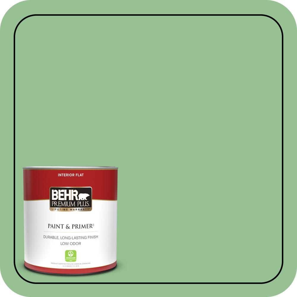 BEHR PREMIUM PLUS #450D-5 Velvet Leaf Flat Interior/Exterior Paint & Primer Color Sample (1)