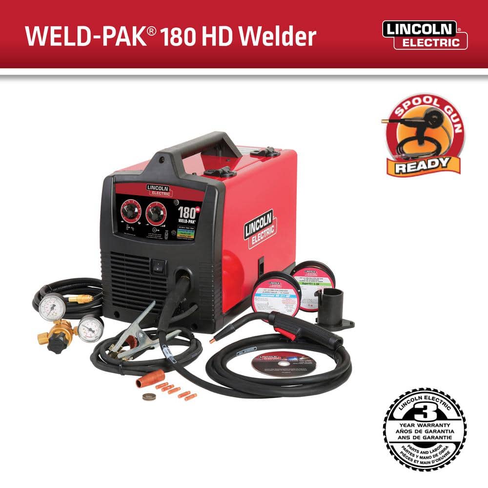Lincoln Electric Weld-Pak 180 Amp MIG Flux-Core Wire Feed Welder, 230V, Aluminum Welder with Spool Gun sold separately (2)