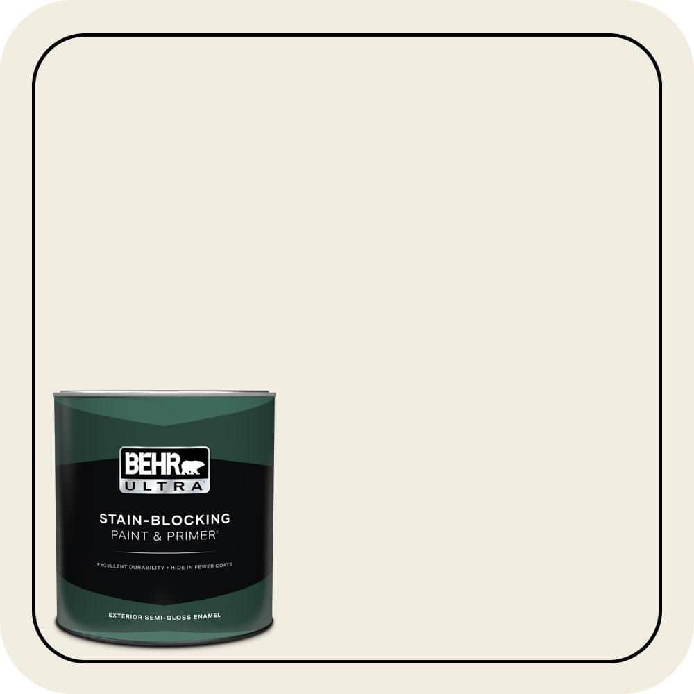 BEHR ULTRA 1 qt. #YL-W05 Swiss Coffee Semi-Gloss Enamel Exterior Paint & Primer