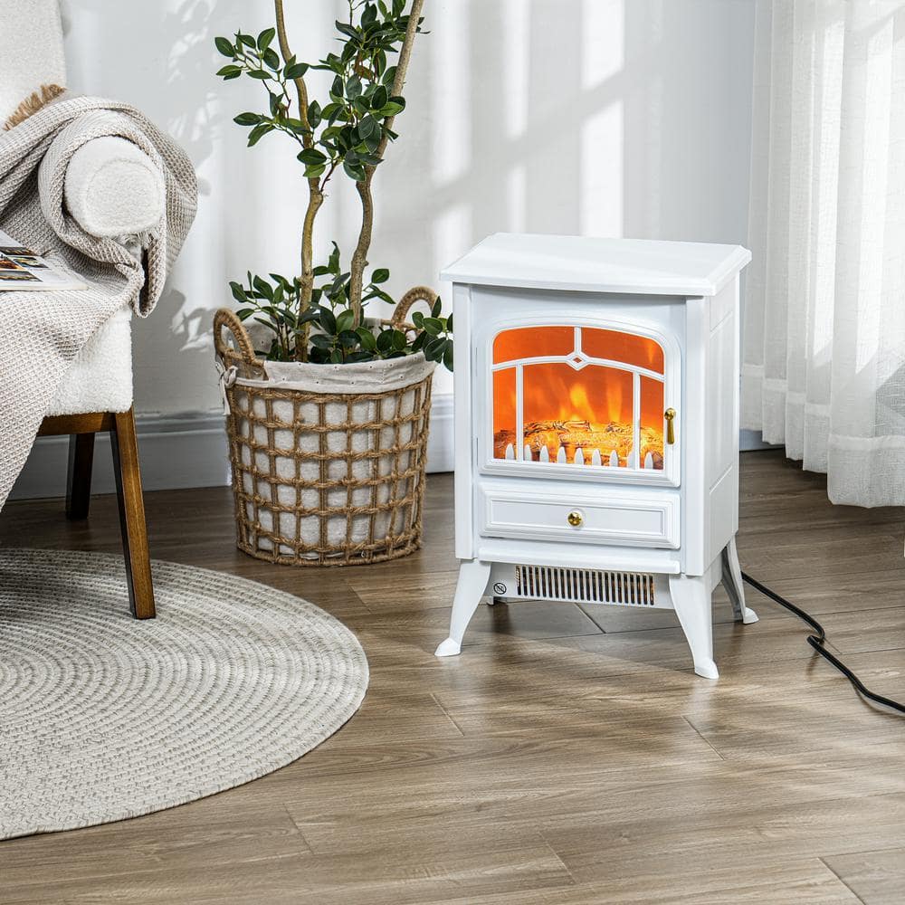 Ahfiwaso 750-Watt/ 1500-Watt White Electric Fireplace Tower Radiant Infrared Space Heater with Overheating Protection (2)