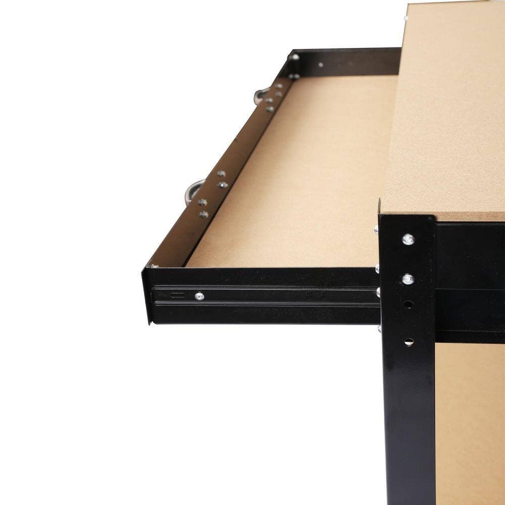 Tatayosi 45.3 in. W x 21.7 in. D x 55 in. H Black Carbon Steel Workbench with Solid Wood Top (3)