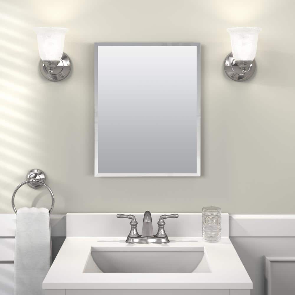 Glacier Bay 16 in. W x 20 in. H Rectangular Recessed or Surface Mount Frameless Beveled Mirror Medicine Cabinet (2)