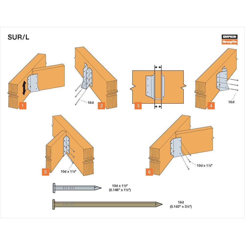 Simpson Strong-Tie SUL 2 in. x 6 in. Stainless-Steel Joist Hanger for Nominal Lumber, Skewed Left (2)