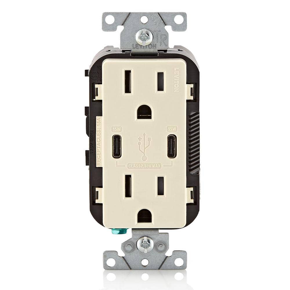 Leviton 15 Amp 125 V Tamper Resistant Duplex Outlet/Receptacle, Light Almond (1-Pack) T5637-T