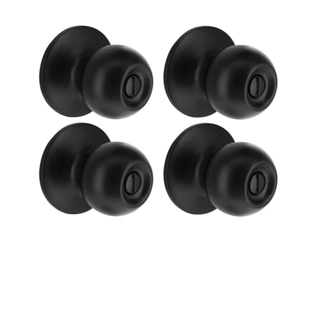 Defiant Saturn Matte Black Bed/Bath Door Knob (4-Pack)