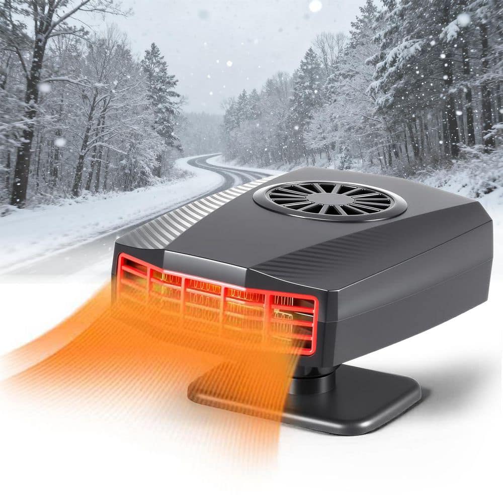 Unbranded Portable 12V 150W Electric 2-in-1 Heating/Breeze Car Heater, Fast Heating Defroster Demister with Auto Power-Off, Black (3)