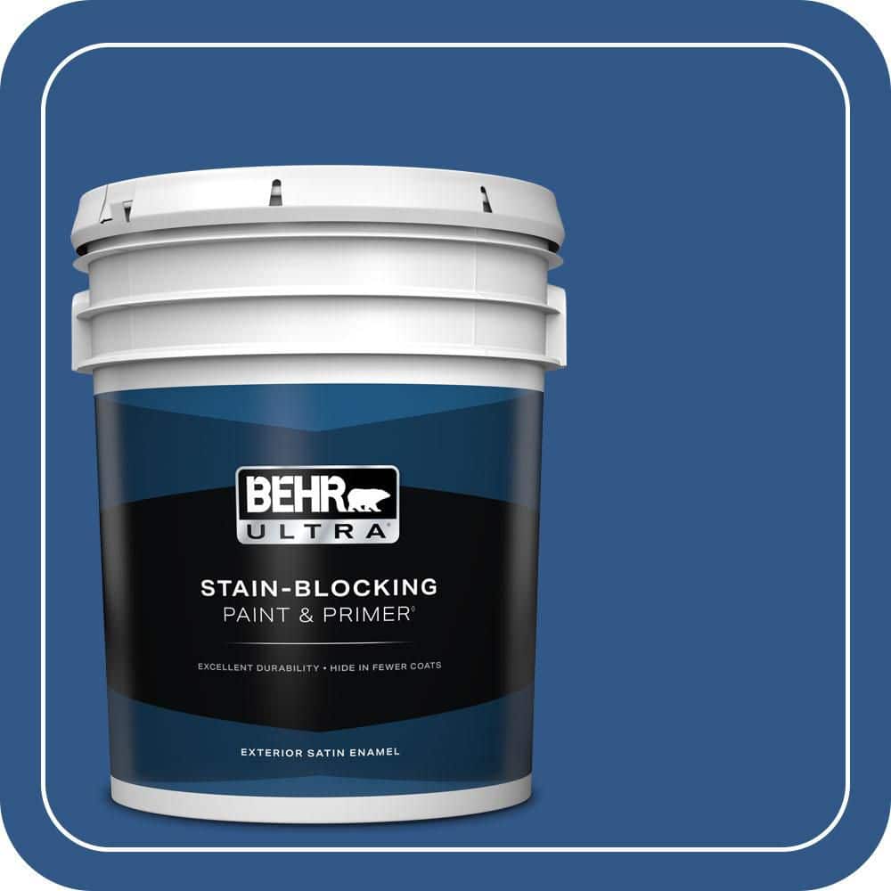 BEHR ULTRA 5 gal. #590B-7 Award Blue Satin Enamel Exterior Paint & Primer