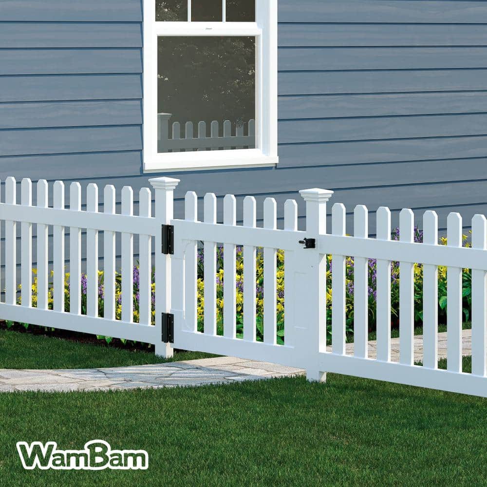 WamBam Fence 3-1/2 ft. x 2-5/8 ft. Newport Vinyl Picket Fence Gate with Stainless Steel Hardware (2)